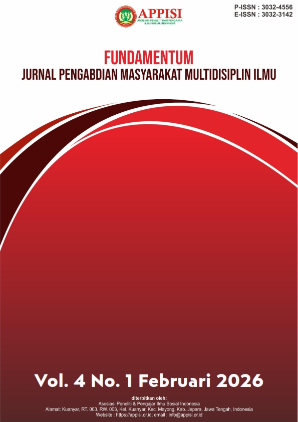 					View Vol. 4 No. 1 (2026): Februari : FUNDAMENTUM : Jurnal Pengabdian Multidisiplin
				